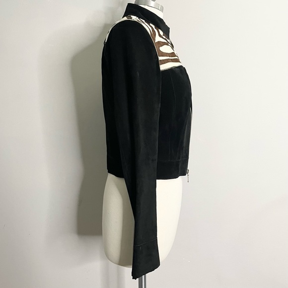 bebe Black and White Leather Jacket Timeless Elegance - Picture 4 of 9